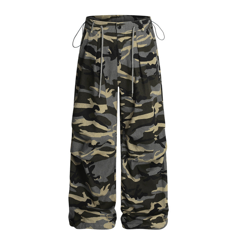 Street Hip Hop Camouflage Cargo Pants Men Women Street Loose Ins Wide Leg Casual Trousers