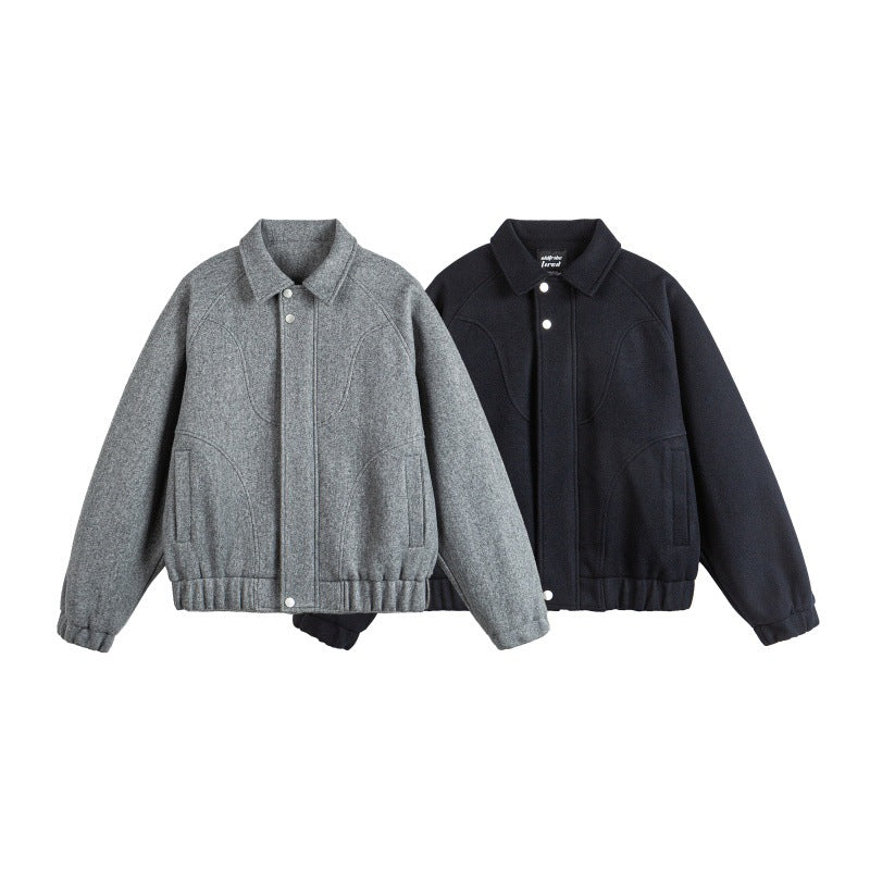 Solid Color Deconstructed Patchwork Loose Casual Melange Jacket