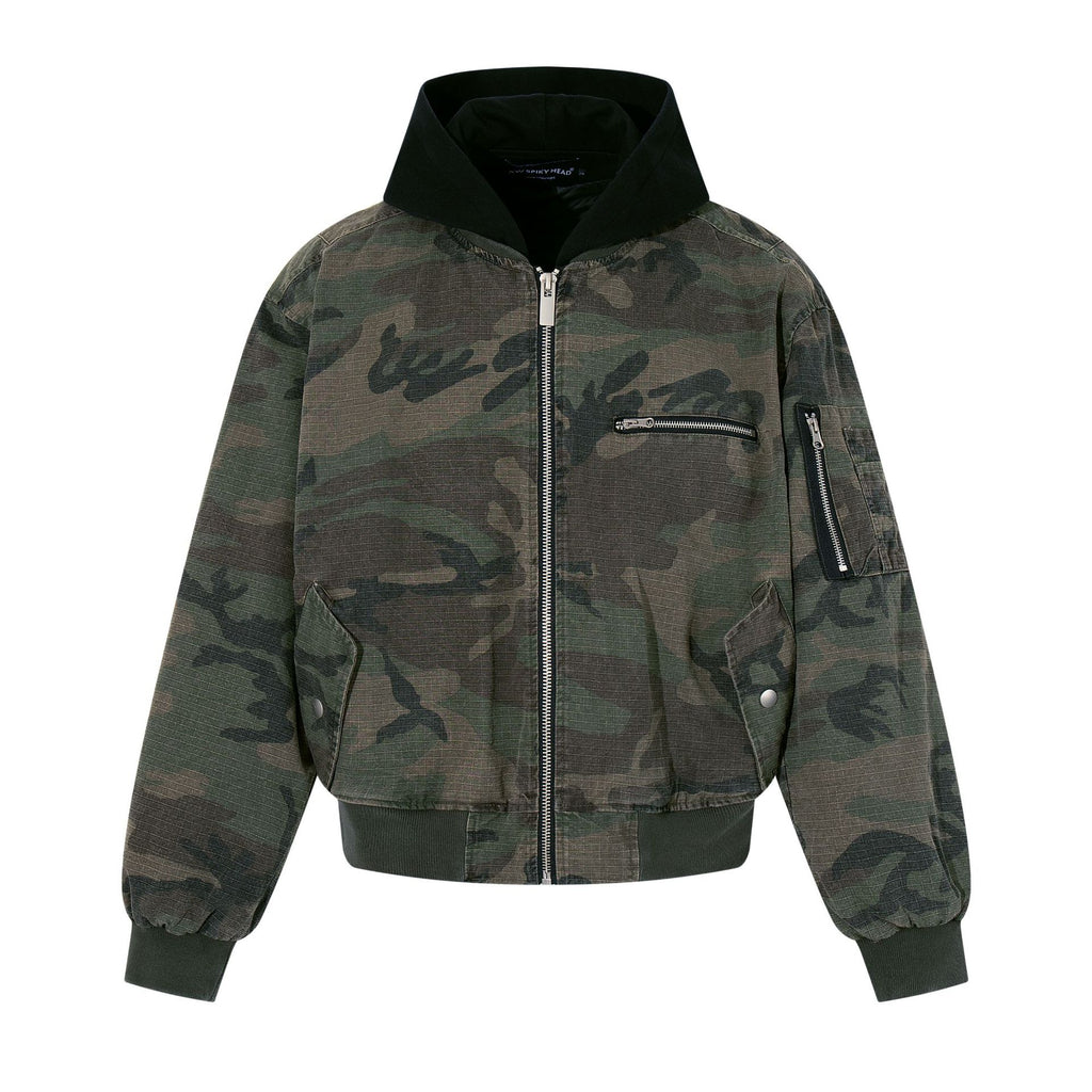 Street Camouflage Faux Two-Piece Hooded