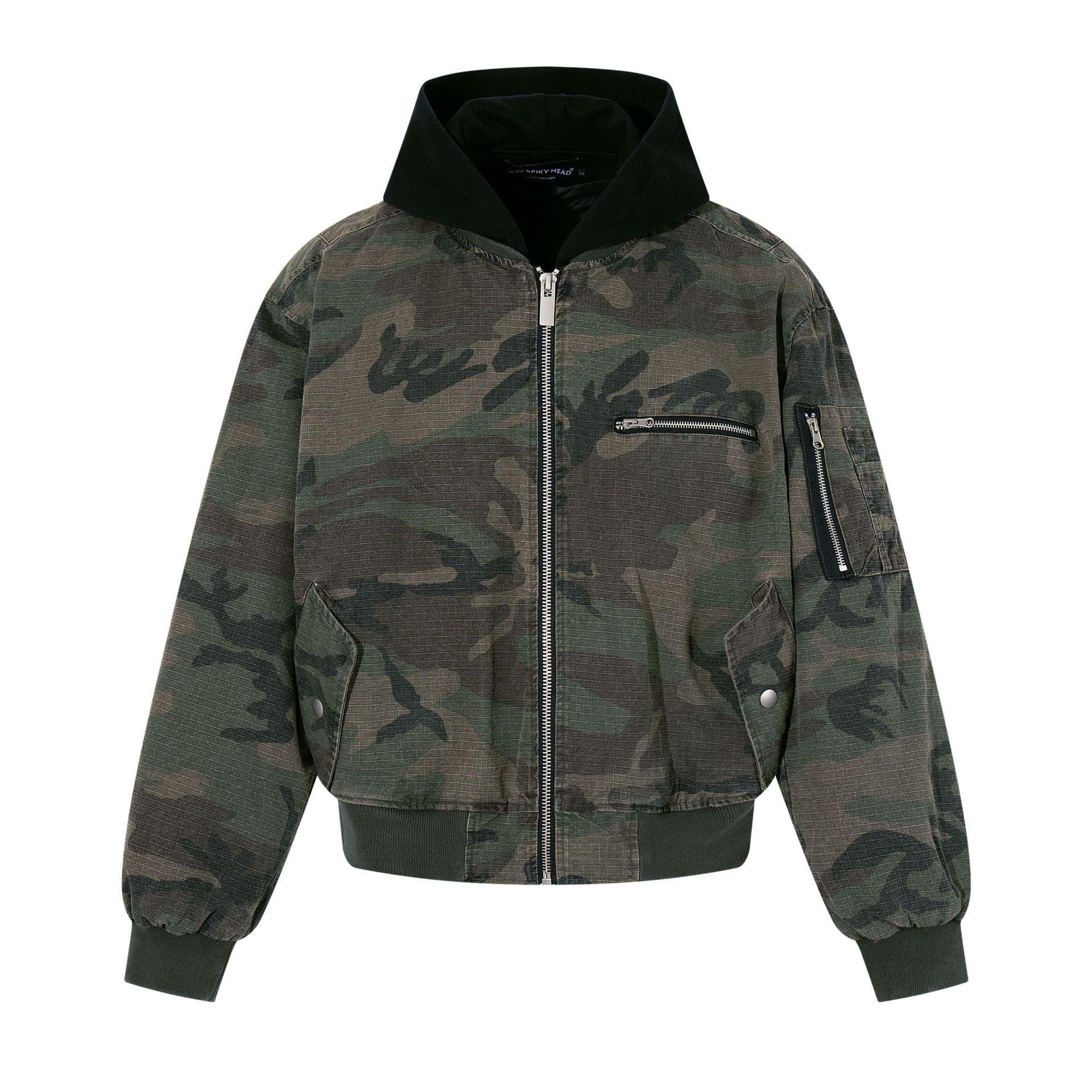 Street Camouflage Faux Two-Piece Hooded
