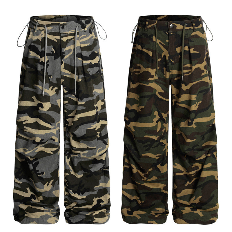 Street Hip Hop Camouflage Cargo Pants Men Women Street Loose Ins Wide Leg Casual Trousers