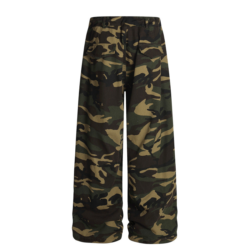 Street Hip Hop Camouflage Cargo Pants Men Women Street Loose Ins Wide Leg Casual Trousers