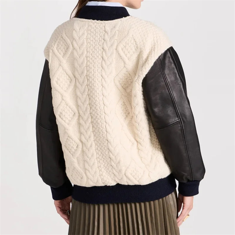 Contrast Knit Panel down coats