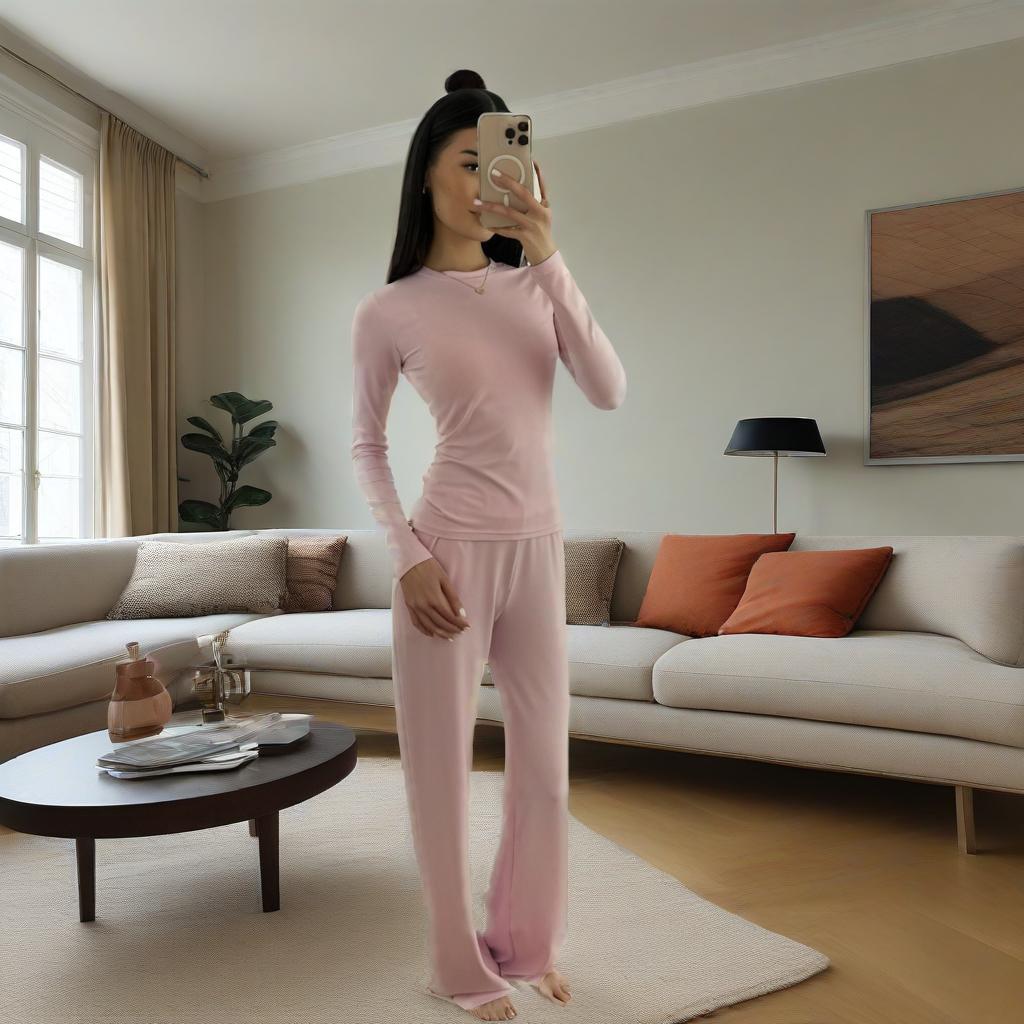 Fashionable Style Round Neck Solid Color Wide Leg Pants Elegant Commute Fashion Set