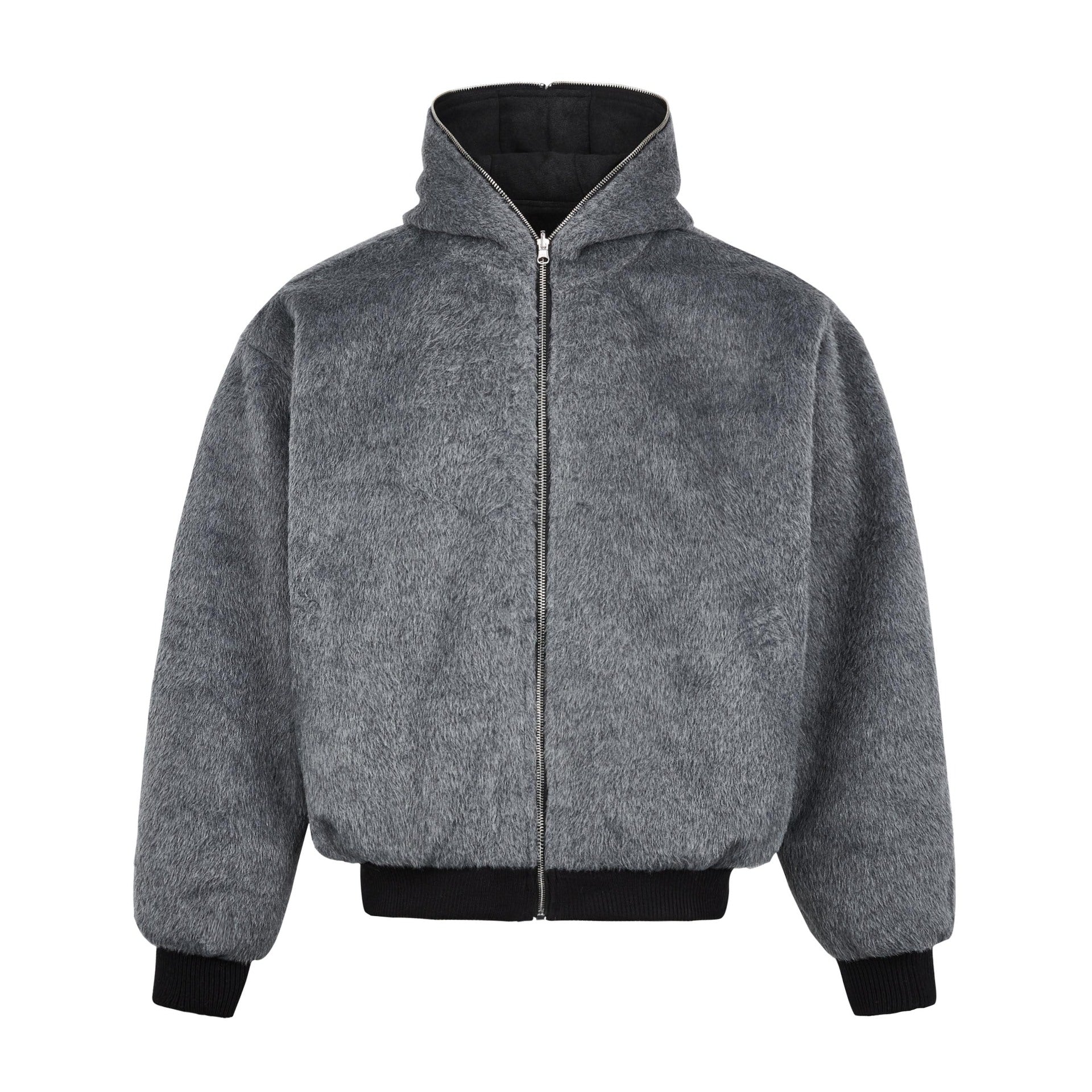 Wool Blend Zip-up Thickened Jacket