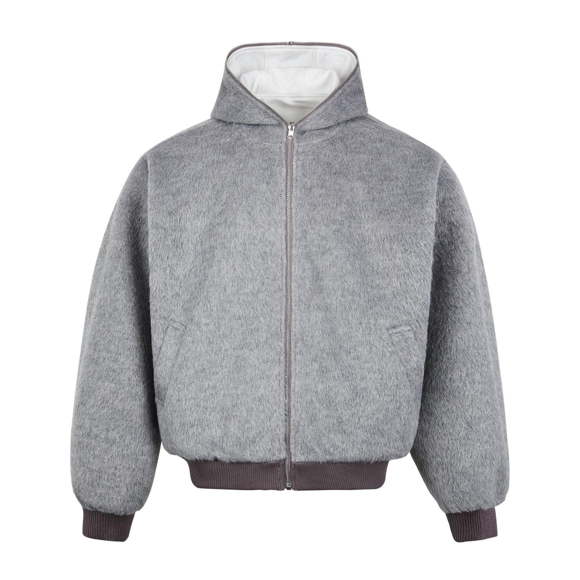 Wool Blend Zip-up Thickened Jacket