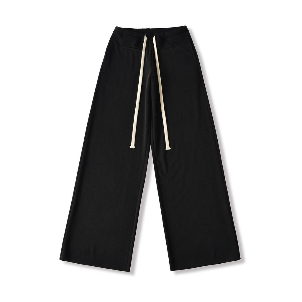 Drawstring elastic waist loose wide leg lazy pants casual pants