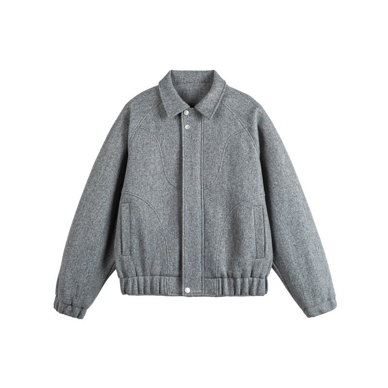 Solid Color Deconstructed Patchwork Loose Casual Melange Jacket