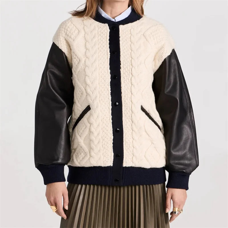 Contrast Knit Panel down coats