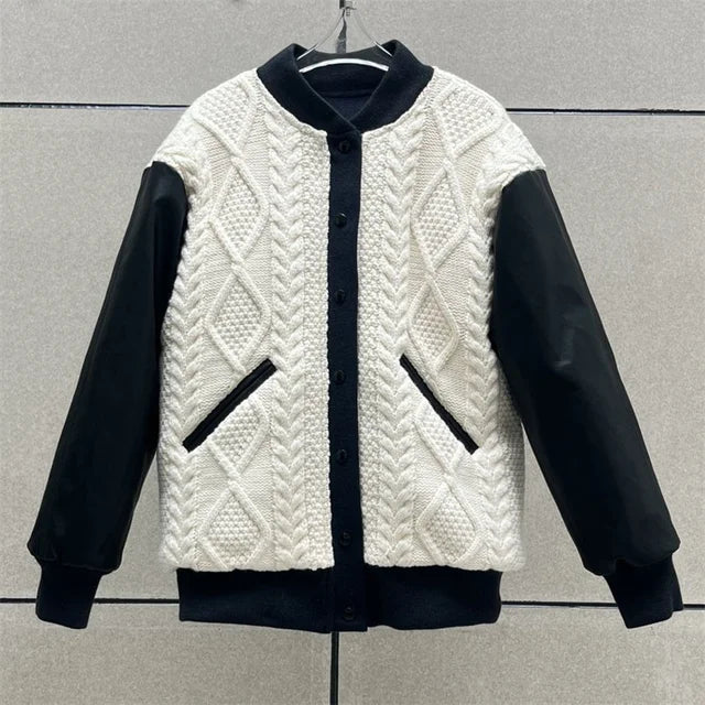 Contrast Knit Panel down coats