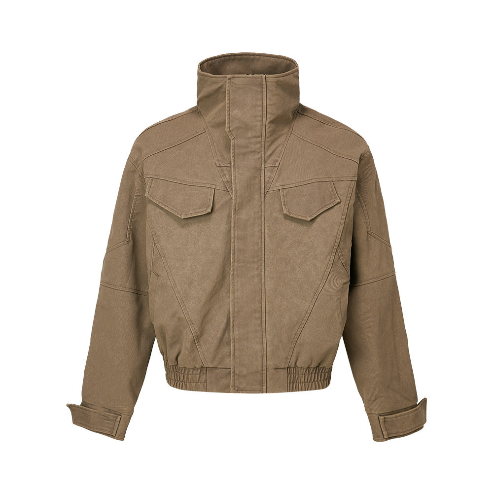 Retro Stand Collar Vintage Tailored Boxy