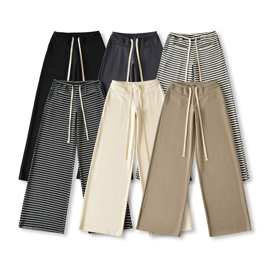 Drawstring elastic waist loose wide leg lazy pants casual pants
