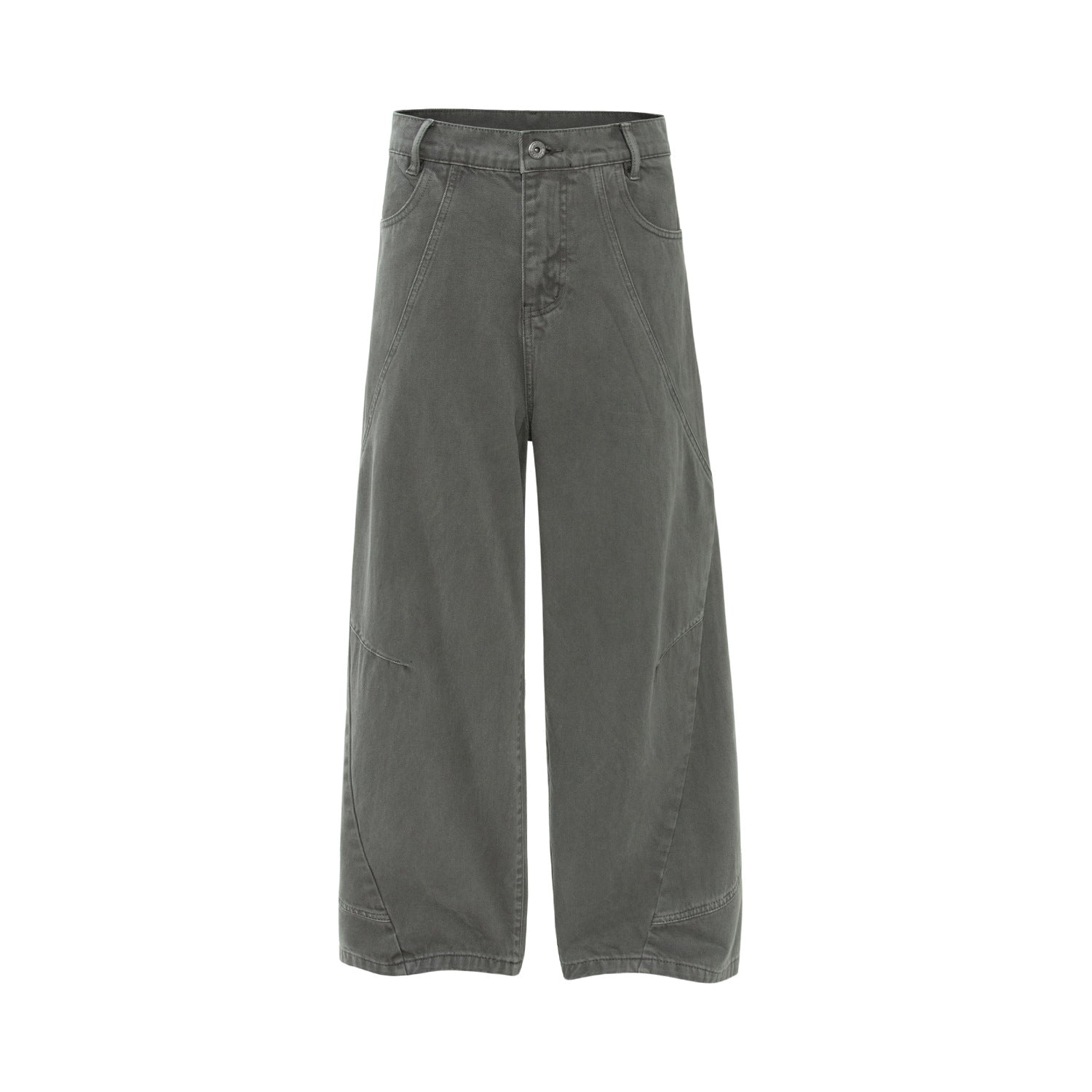 Retro High Street Heavyweight Washed Deconstructed Design Men's Loose Slightly Curved Work Pants