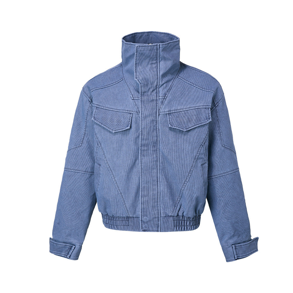 Retro Stand Collar Vintage Tailored Boxy