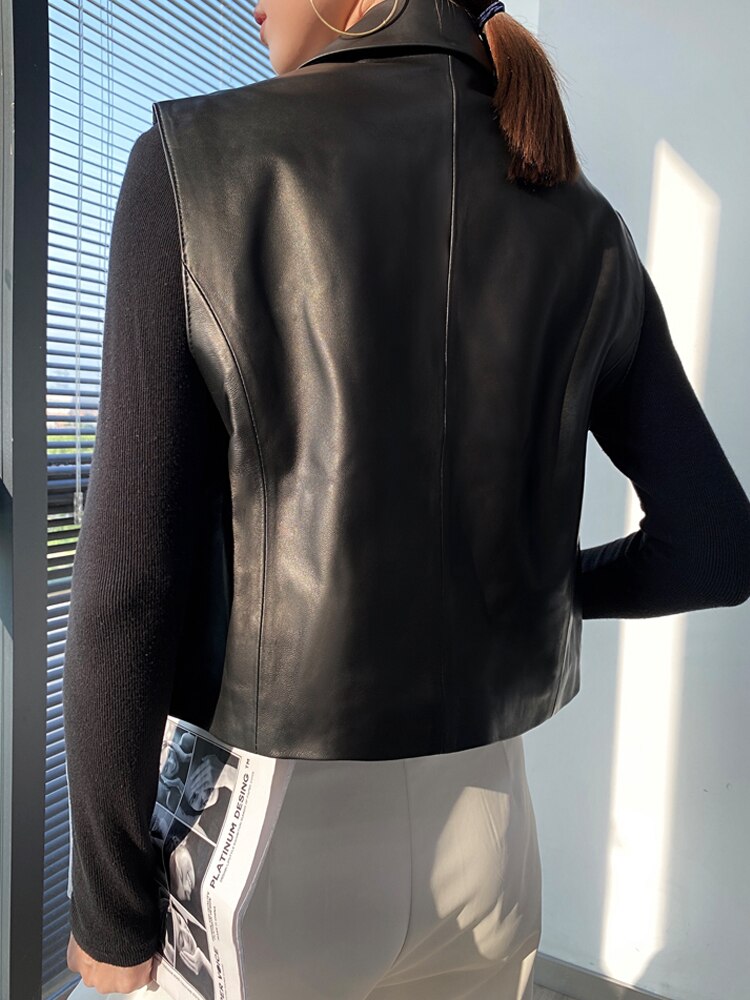 Genuine Leather Vest Jacket Soft Chic