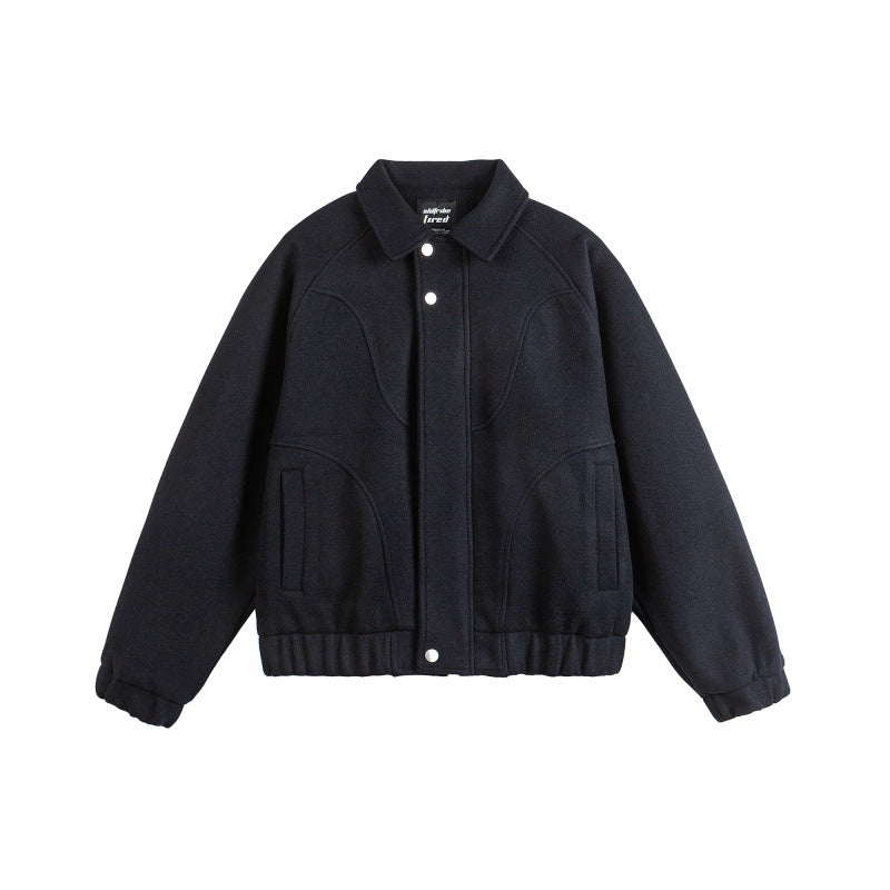 Solid Color Deconstructed Patchwork Loose Casual Melange Jacket