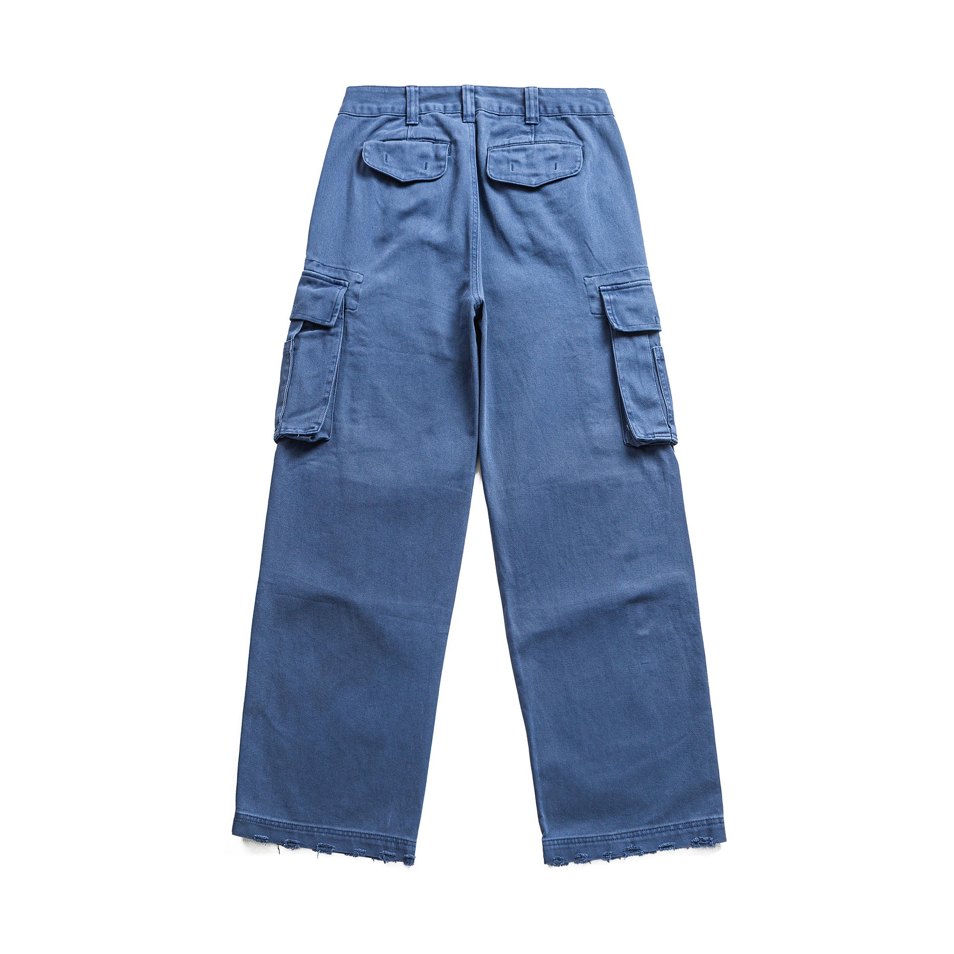 Washed Distressed Multi-Pocket Loose Wide-Leg Cargo Pants