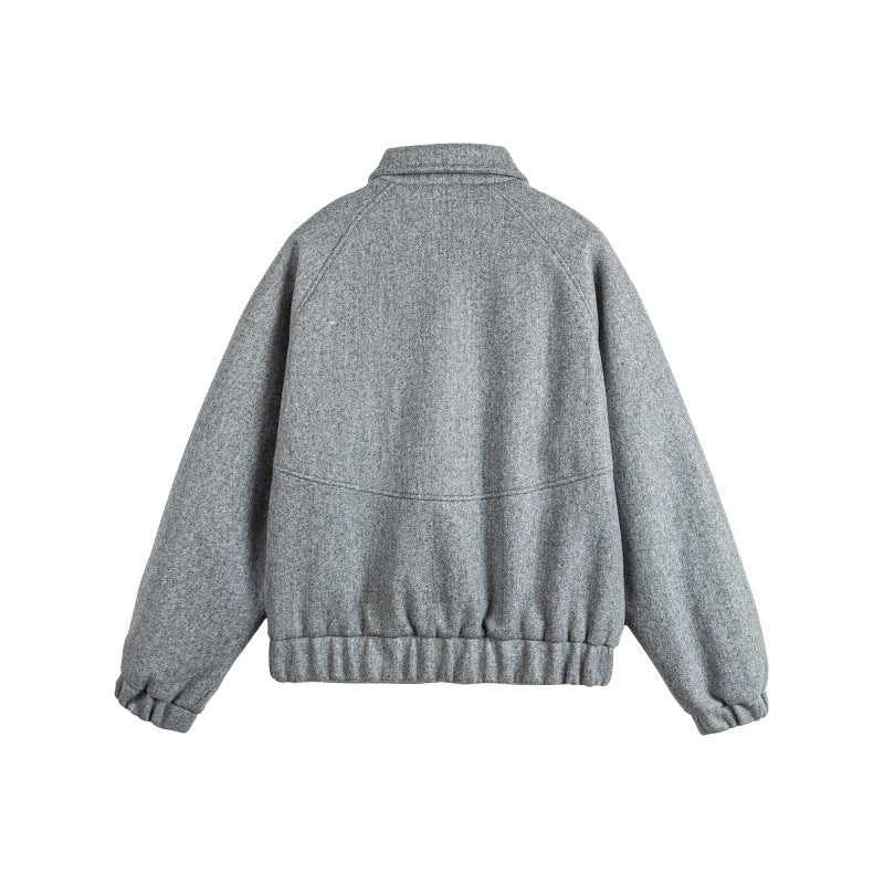 Solid Color Deconstructed Patchwork Loose Casual Melange Jacket