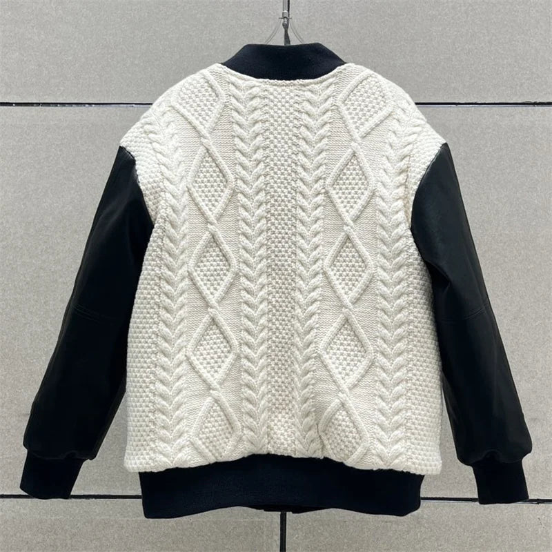 Contrast Knit Panel down coats