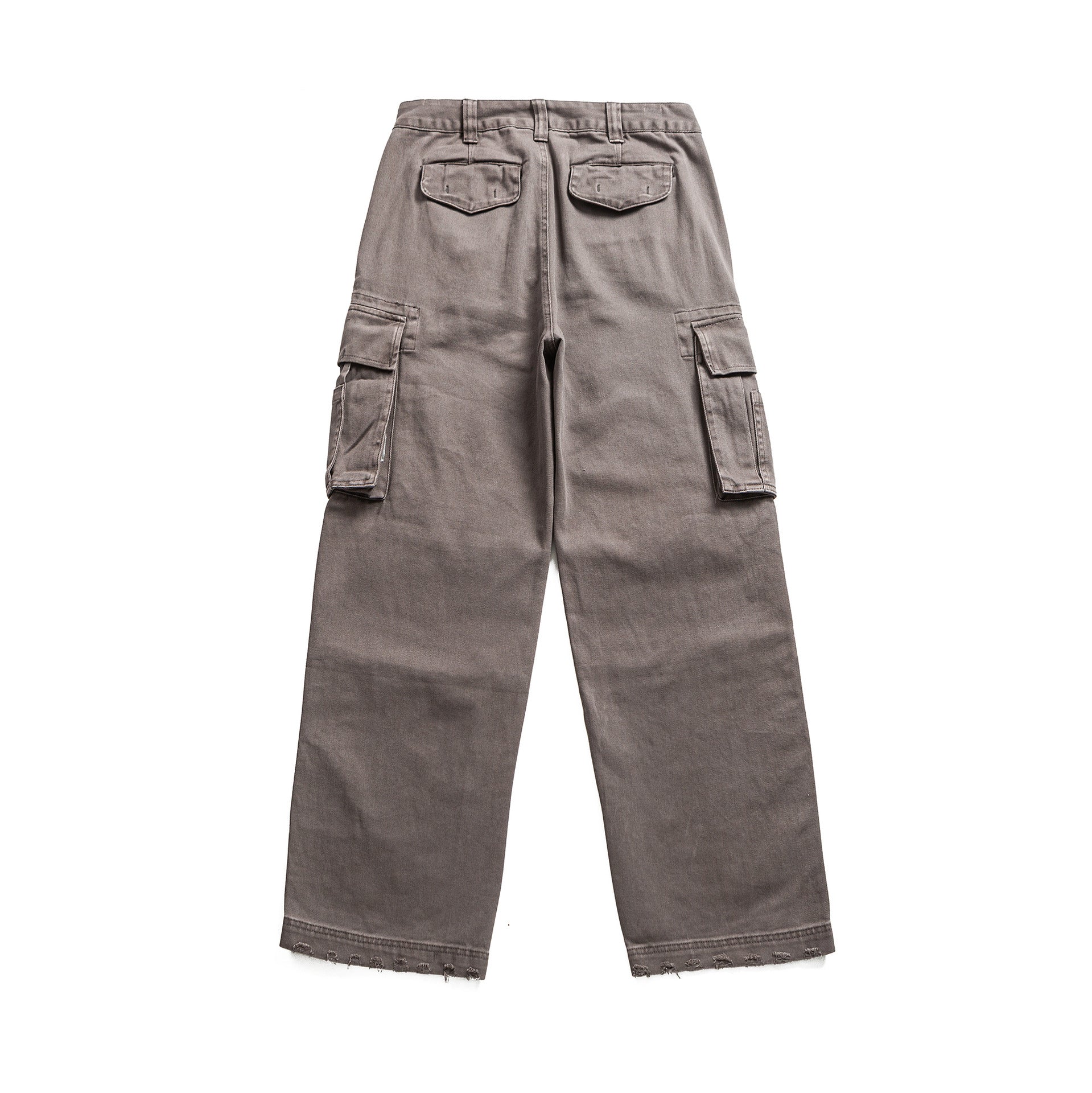 Washed Distressed Multi-Pocket Loose Wide-Leg Cargo Pants