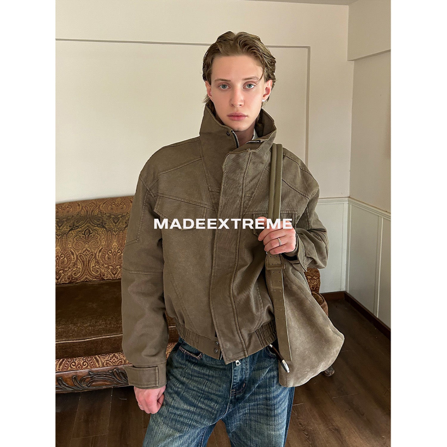 Retro Stand Collar Vintage Tailored Boxy