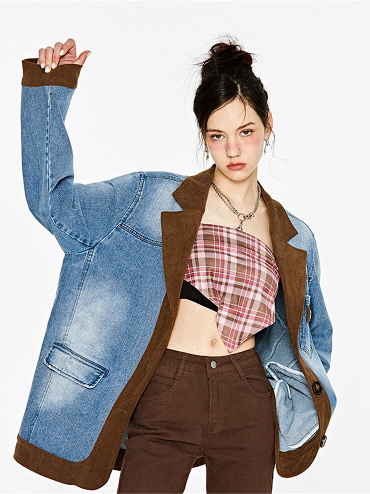 Denim Splice Suit Vintage