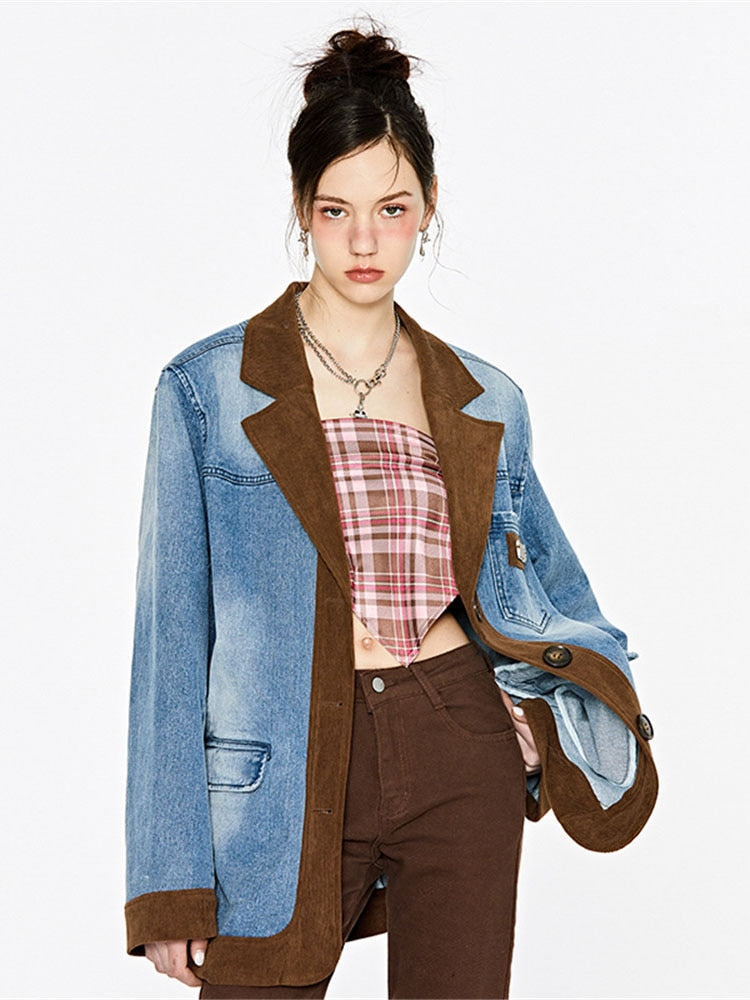 Denim Splice Suit Vintage