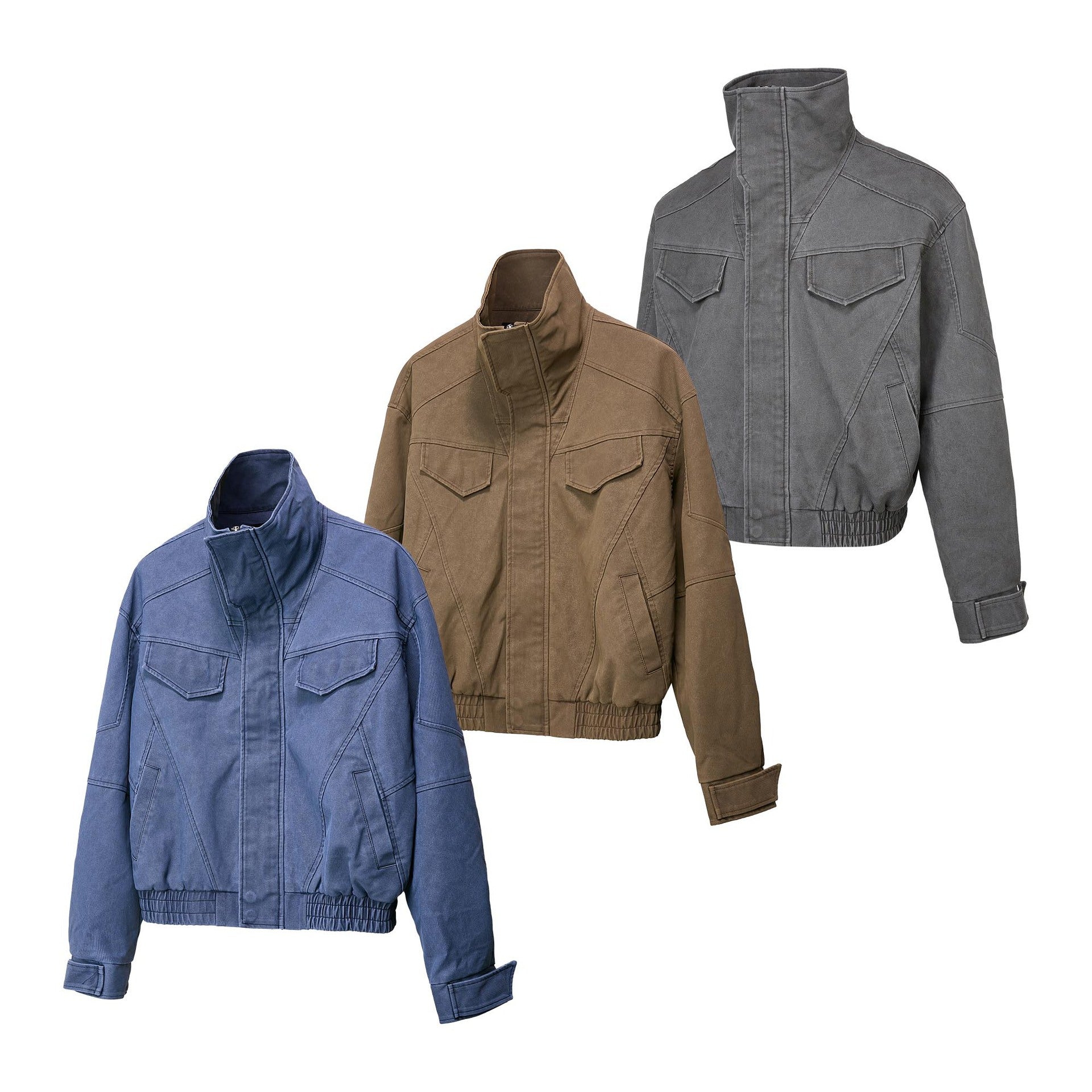 Retro Stand Collar Vintage Tailored Boxy