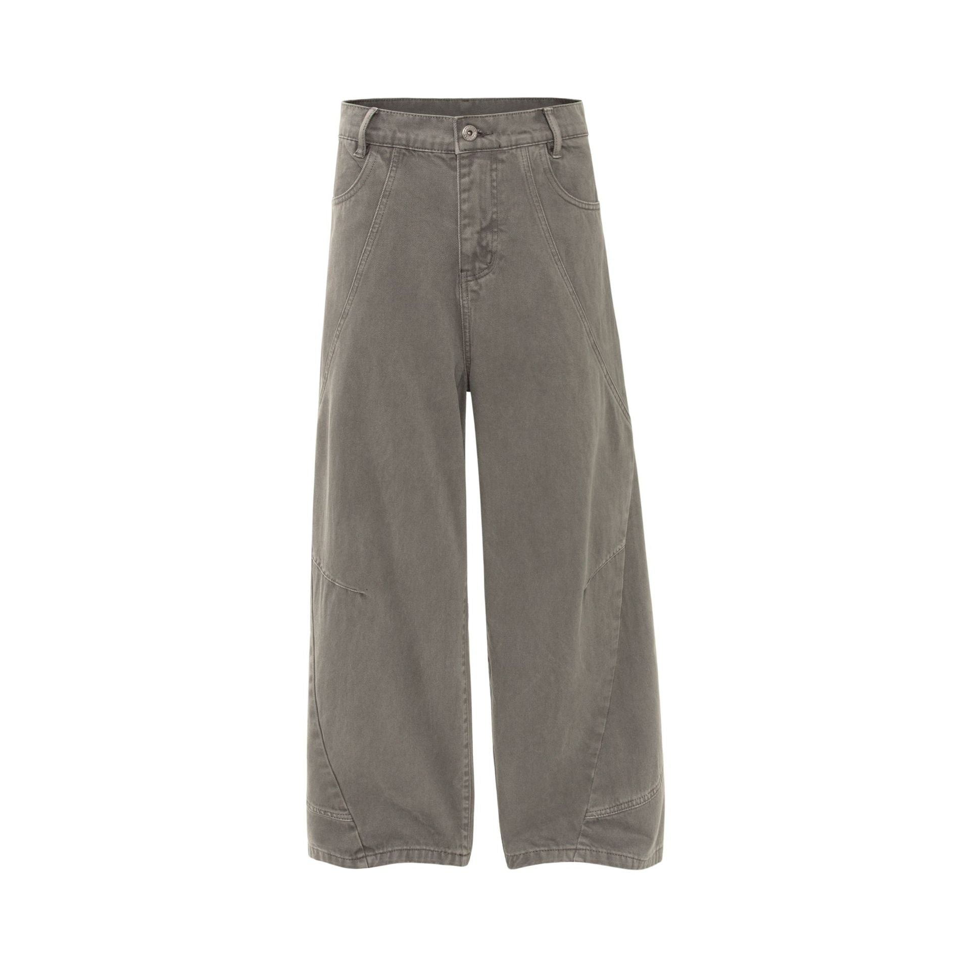 Retro High Street Heavyweight Washed Deconstructed Design Men's Loose Slightly Curved Work Pants