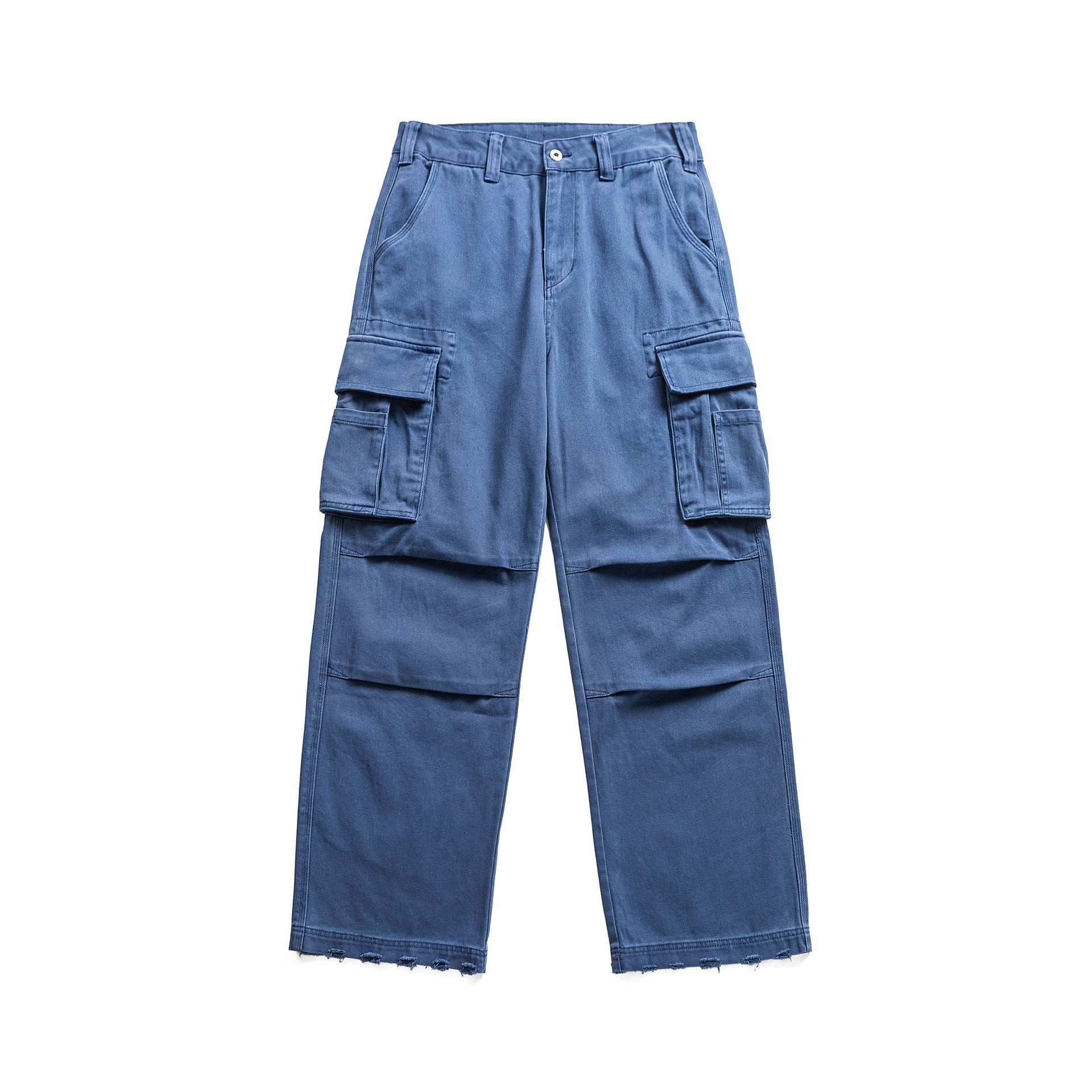 Washed Distressed Multi-Pocket Loose Wide-Leg Cargo Pants