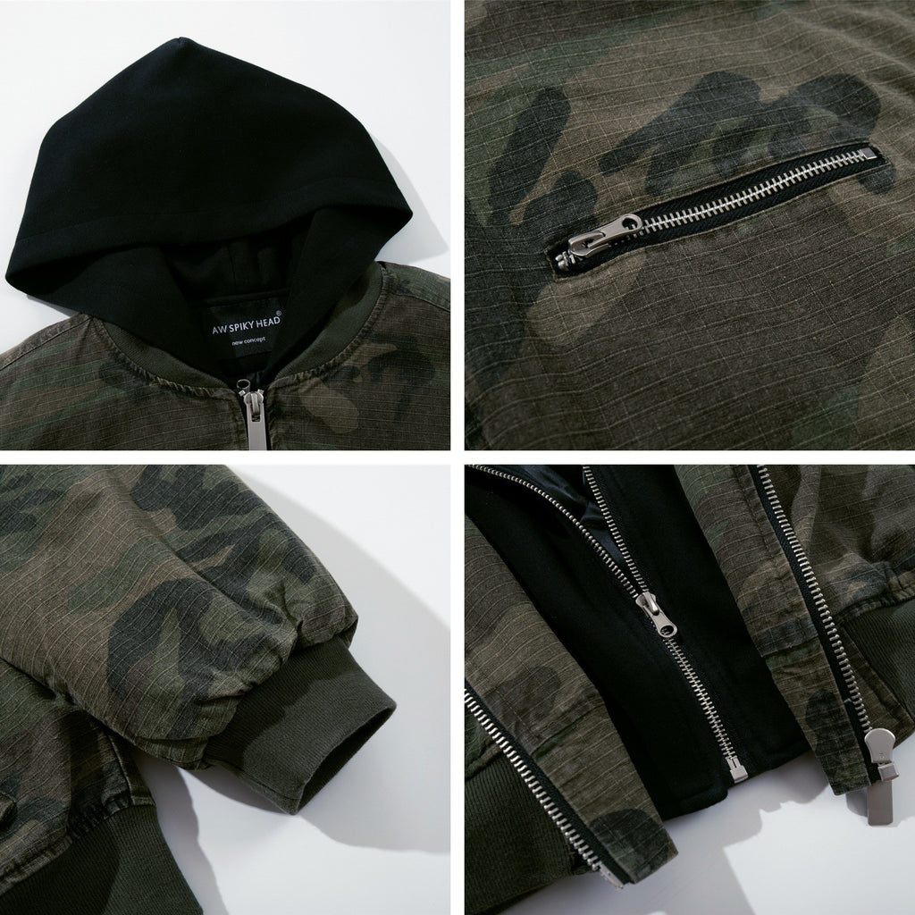 Street Camouflage Faux Two-Piece Hooded
