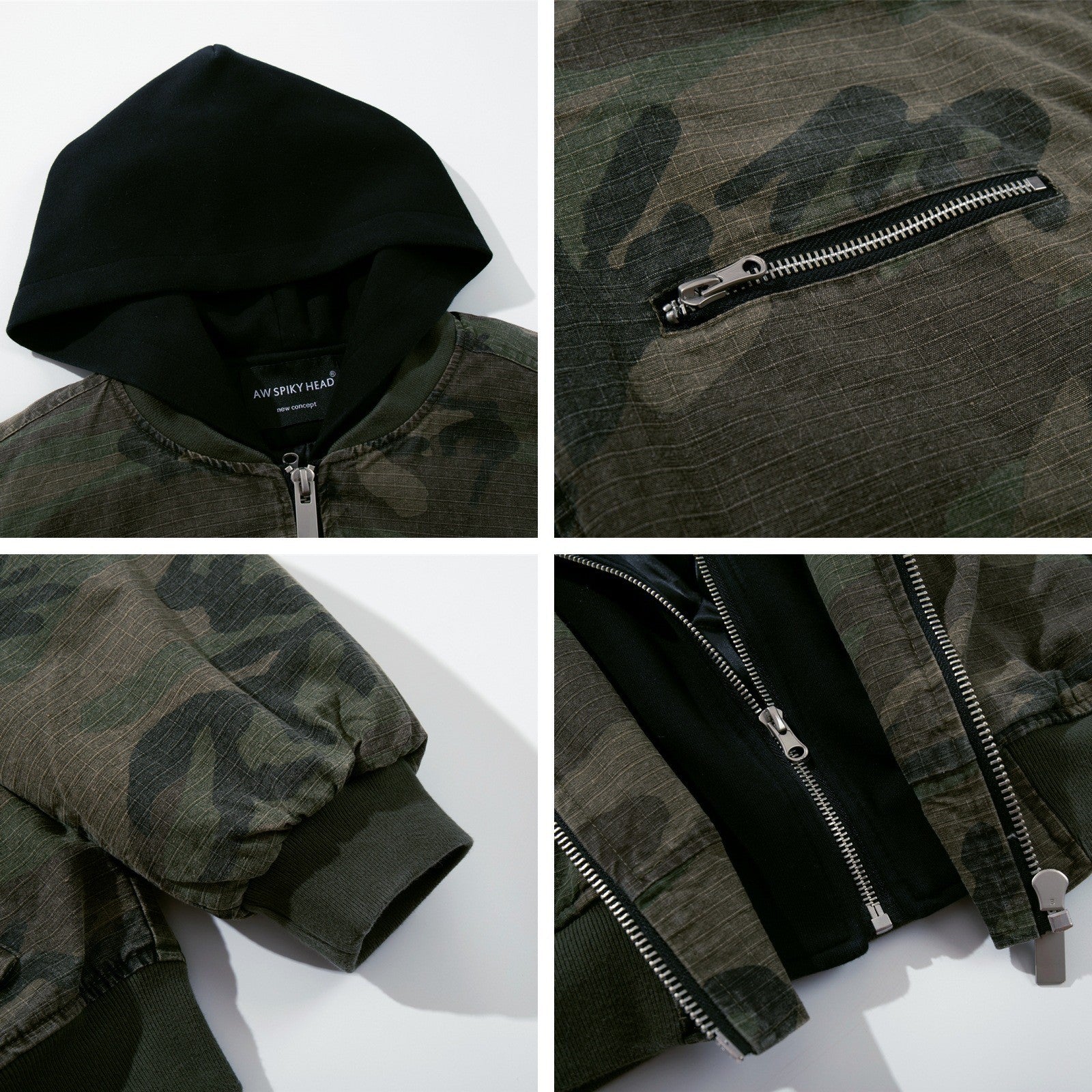 Street Camouflage Faux Two-Piece Hooded